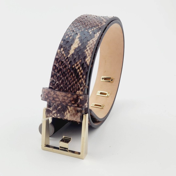 New DSquared2 Women Belt Brown Snake Skin Print Genuine Leather Gold Metal 75 main image 9